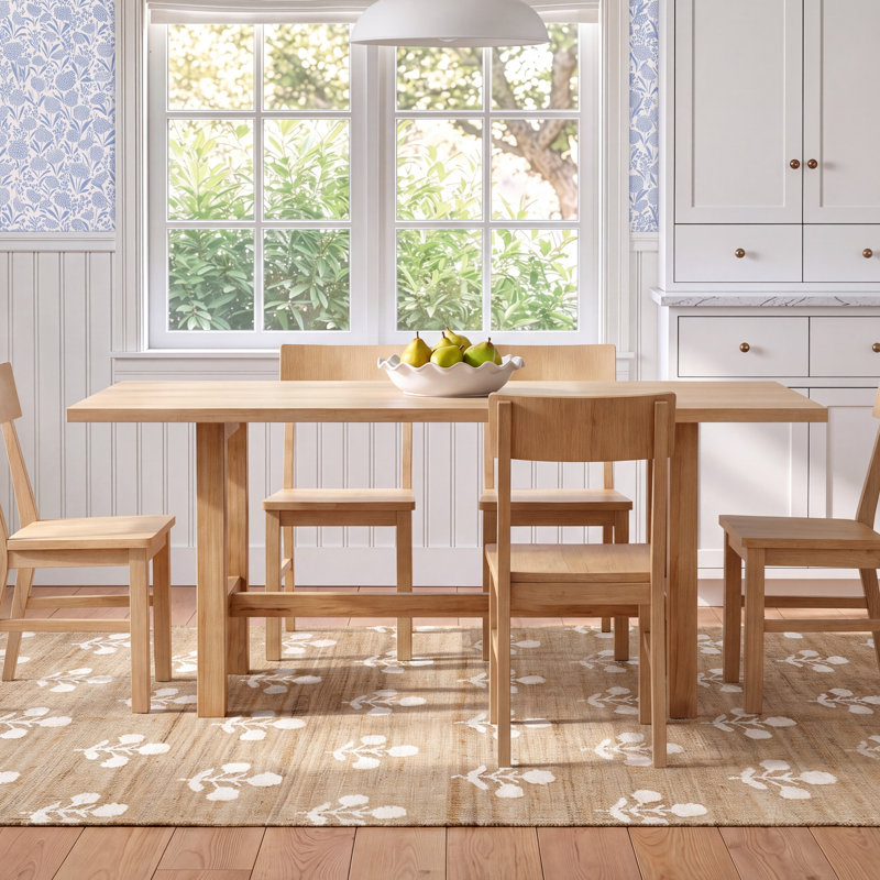 Ruiz Solid Wood Rectangular Dining Table, Natural Wood