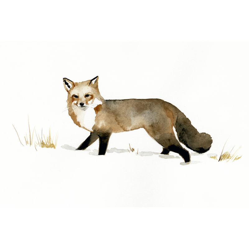 Winter Fox II - Painting on Canvas, 20cm H x 30cm W, Wrapped Canvas