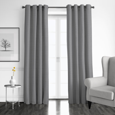 Elsie Linen Look Grommet Drapery Panels Pair