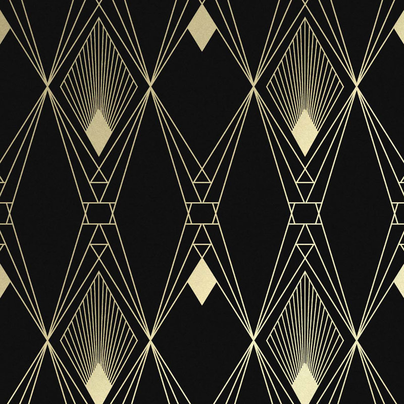 Geometric Metallic Wallpaper Double Roll, Black