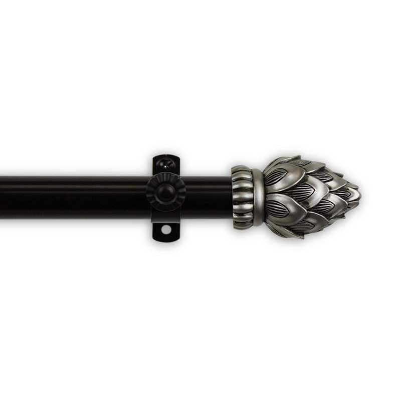 Tringle à rideaux simple Rech Finial, 48 po à 84 po