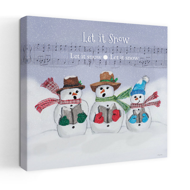 Art contemporain «Let It Snow Snowmen with Winter Snowmen» contemporain, H 18 po x l 18 po