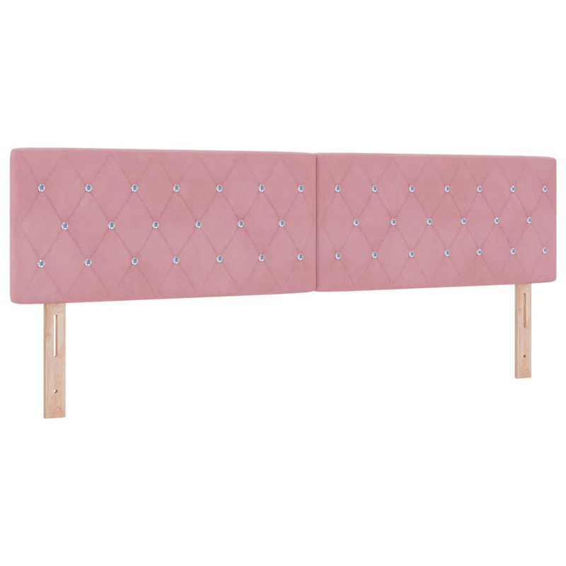  Velvet Headboard Argyle With Headboard Velvet, Pink, 88cm H x 180cm W x 7cm D