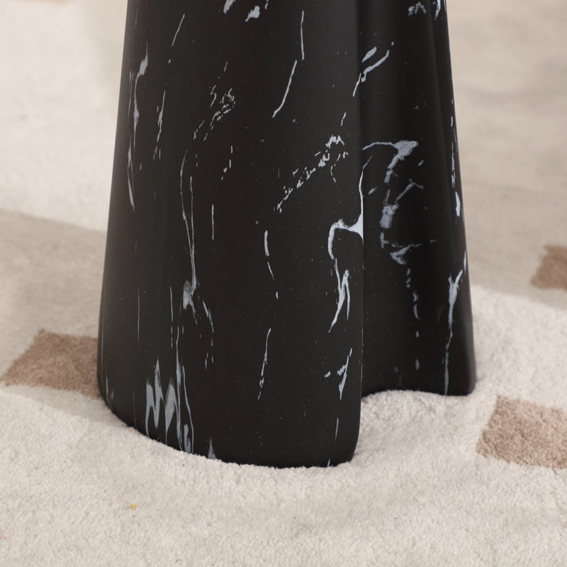 Faux Marble Side Table, Black