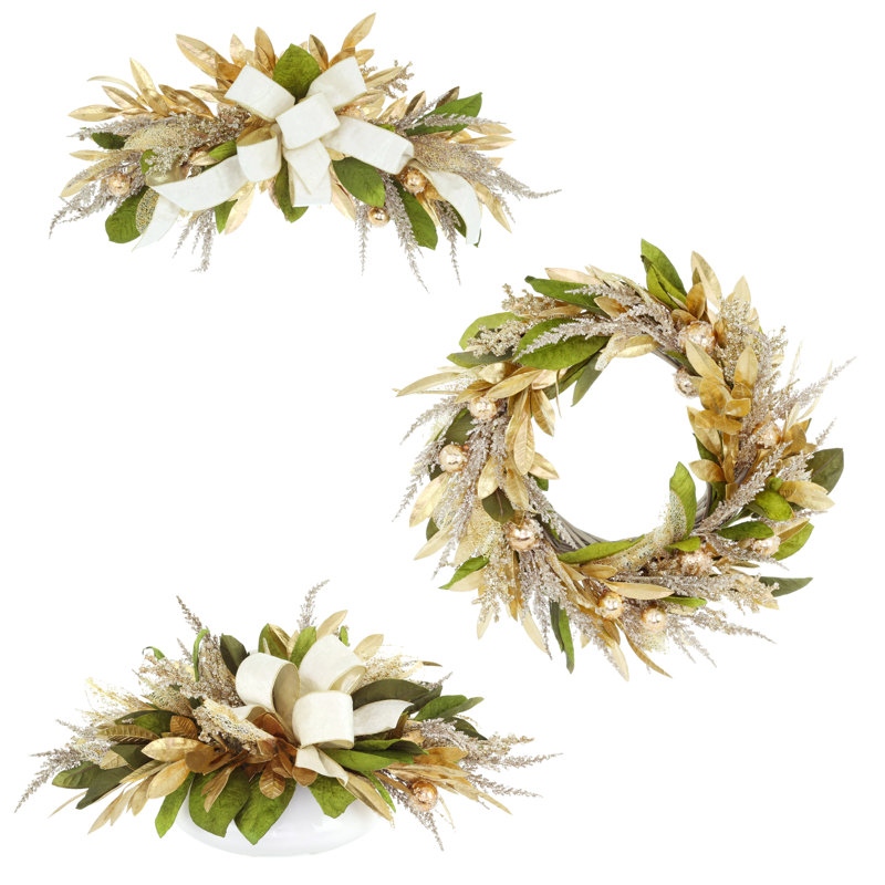 Magnolia Holiday Wreath, Swag and Centerpiece