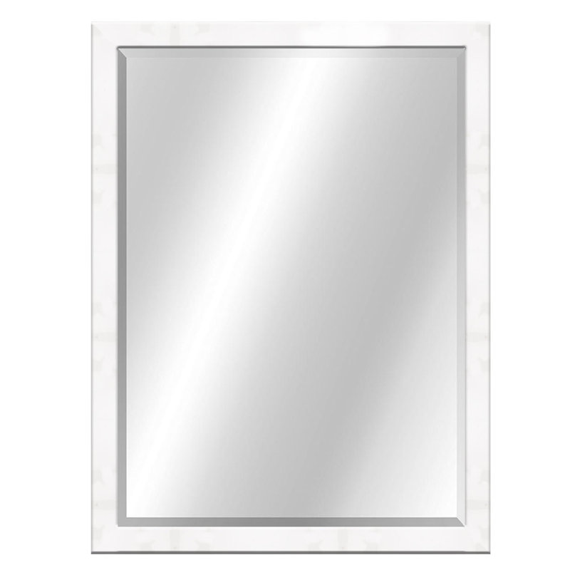 Wood Flat Wall Mirror, 44" x 34", High Gloss White