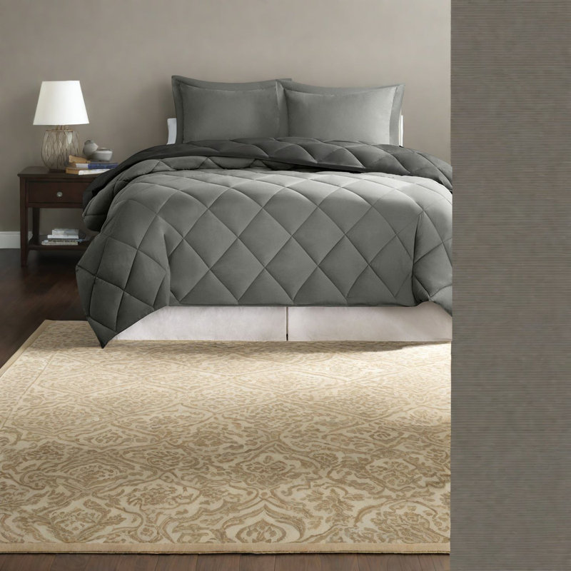 Cozy Bedding Sets King Comforter, Polyester Microfiber, Diamond Quilted Style, Reversible For Bedroom