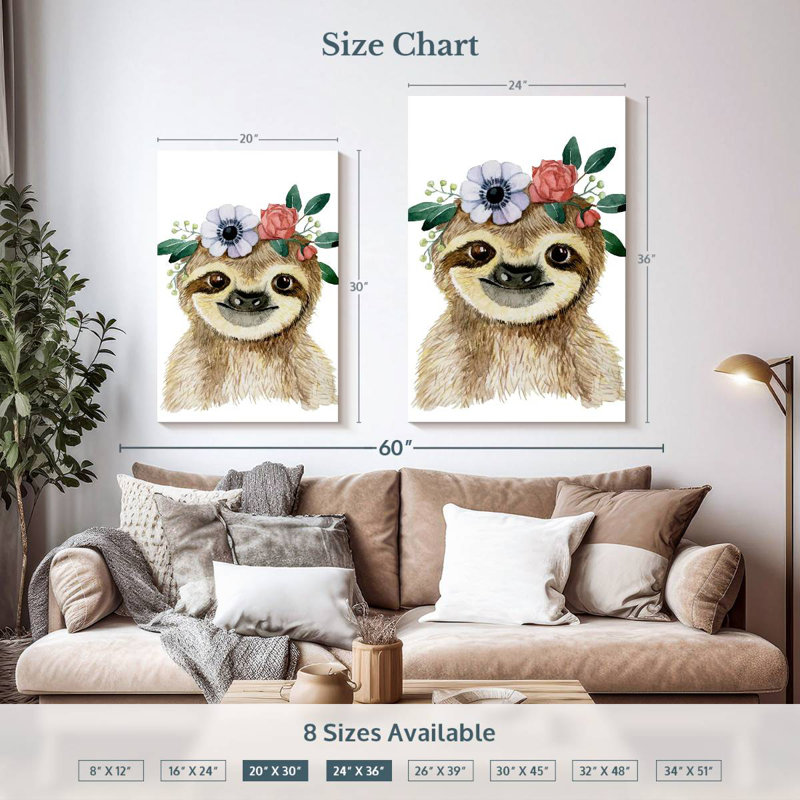 Brampt Cute Sloth, 36" H x 24" W