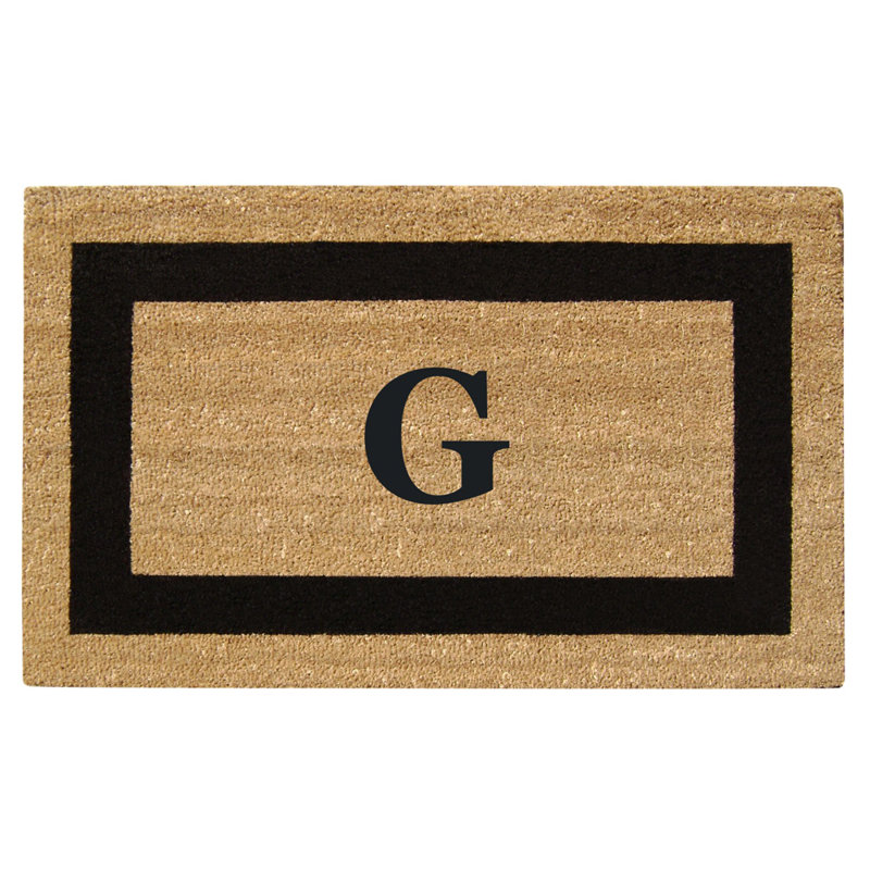 Tapis de porte d'extérieur antidérapant monogrammé 36 po x 20 po Hanningt, G