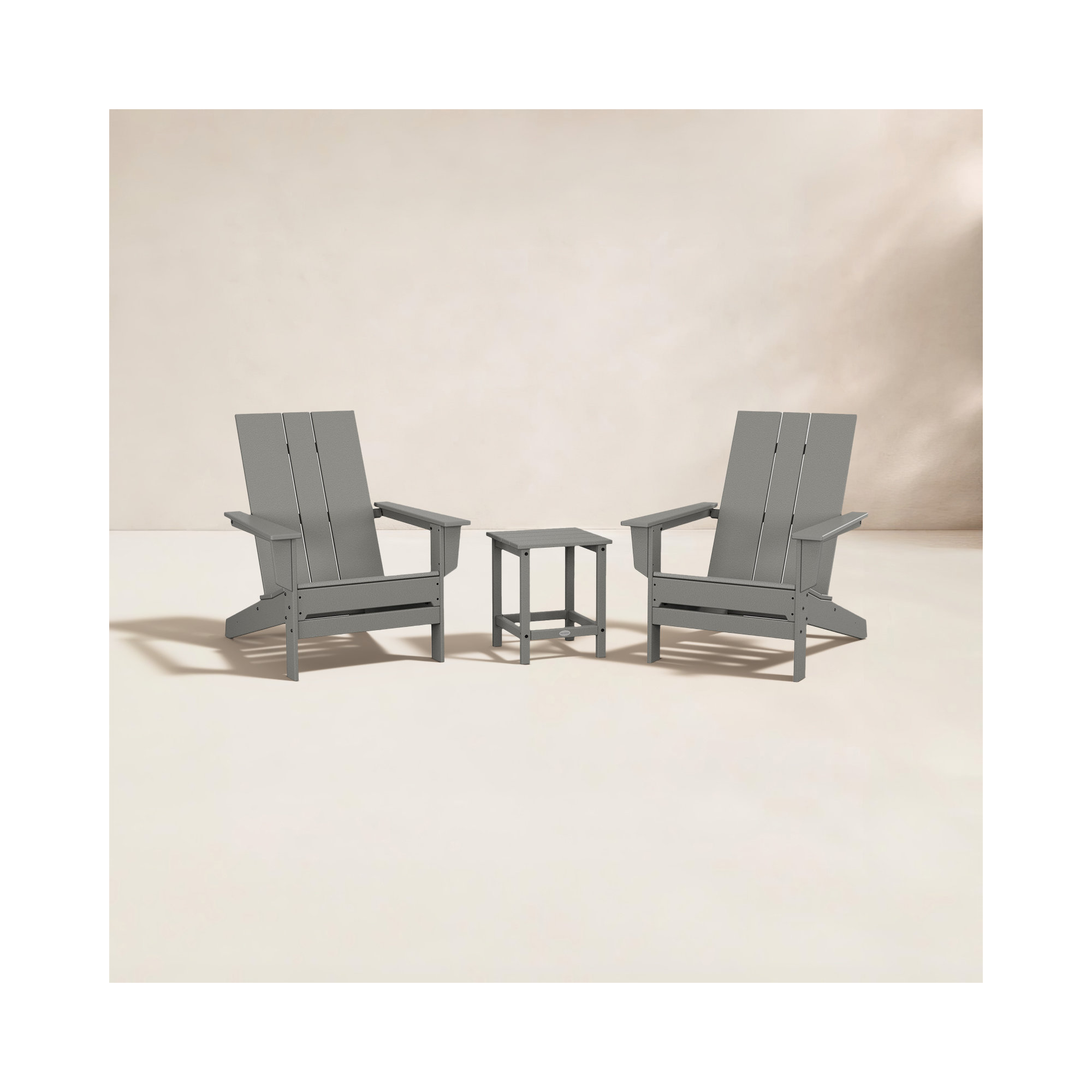 POLYWOOD x AllModern Adirondack Chairs with Table, Slate Gray