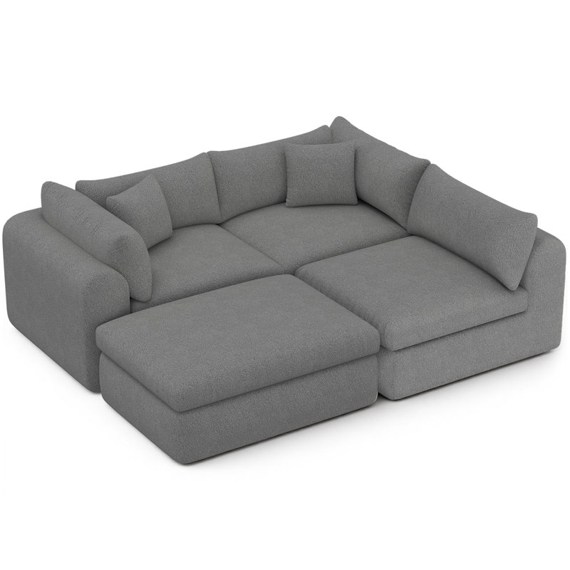 Canapé modulaire Boneless, Velours gris velours