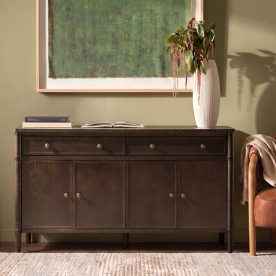 Aggie Transitional 58"W 4-Door 2-Drawer Sideboard with Cable Management and Adjustable Shelves