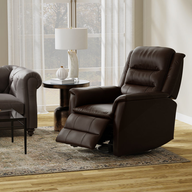 Fauteuil inclinable et oscillant Global Home, Cuir fleur brun