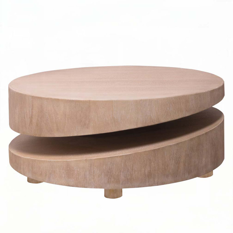 Round Wood Coffee Table - 31.3" Natural Finish, Modern Living Room Accent Table