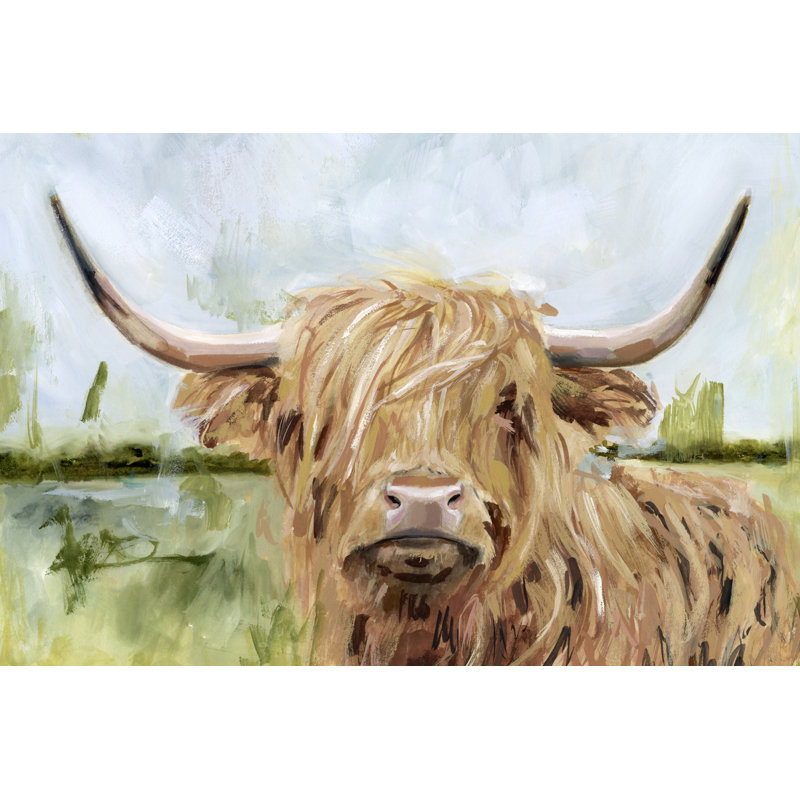 Highland Grazer I by Victoria Borges- Wrapped Canvas Painting Print, 61cm H x 91cm W, Black Floater Framed