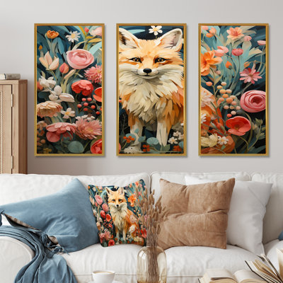 Orange And Pink Fox In Mattie Style III - Fox Animal Wall Art