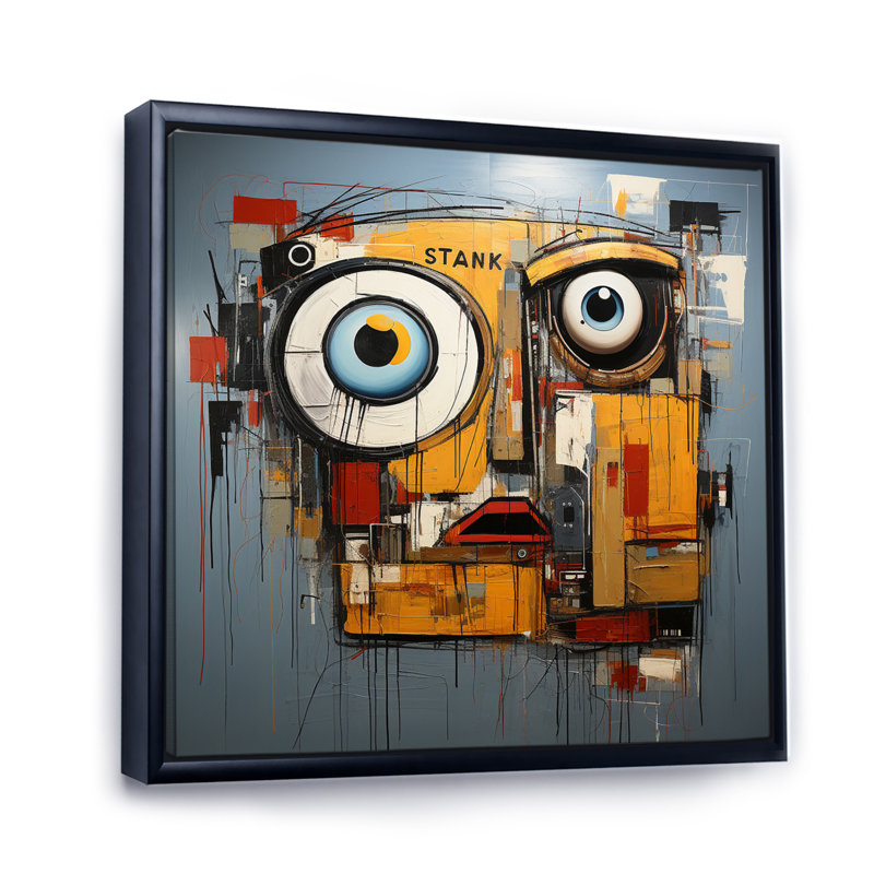 Pop Pop Robot VI - Imprimé, Cadre flottant noir, H 24 po x l 24 po