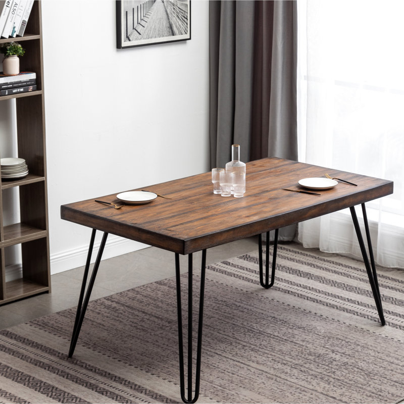 Ensemble de 6 ensembles repas: table en épingle à cheveux, 4 chaises attrayantes et ensemble de banc:, Bleu