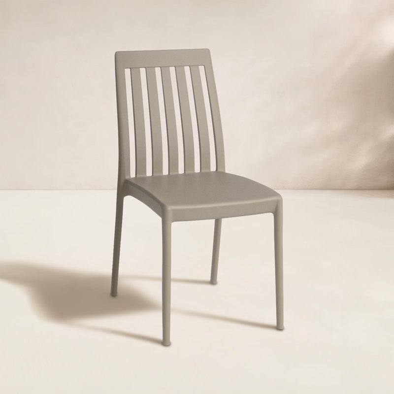 Chaise d'appoint de patio empilable Kenno Anyfer, Taupe