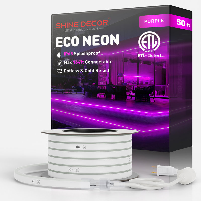 Éclairage néon en corde 120V Shine Decor mauve, 197"