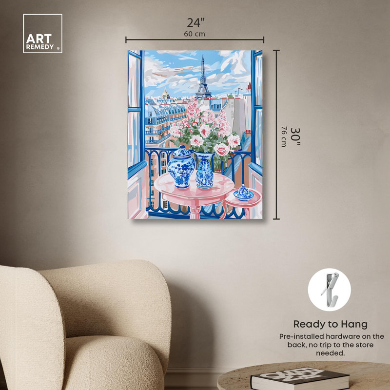 Art mural sur toile A Scene of Paris, Toile tendue, H 30 po x l 24 po x P 1,5 po