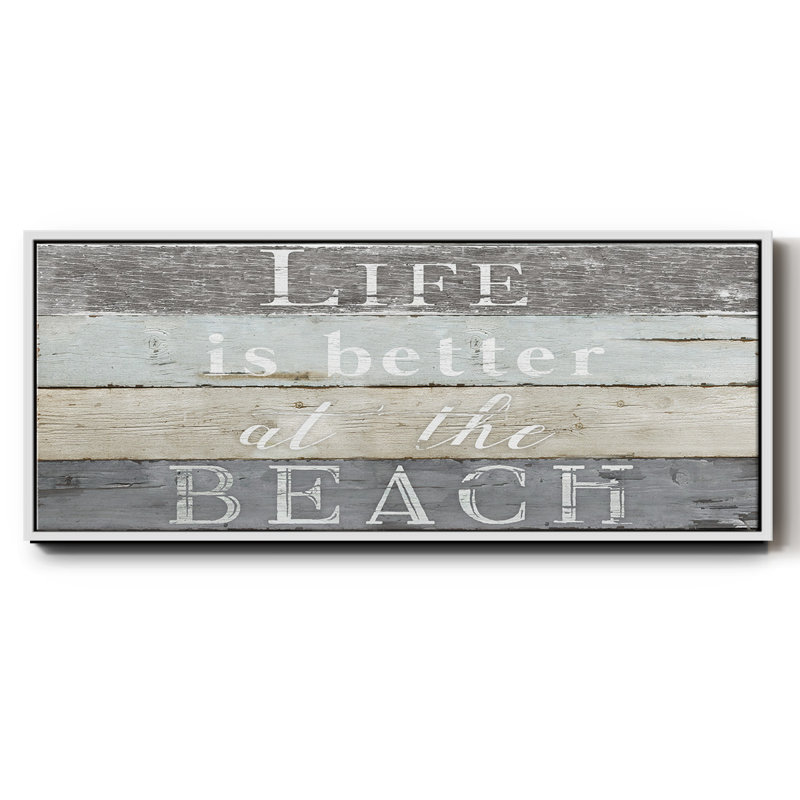 Life Better Beach- Framed Canvas, 12" H x 30" W