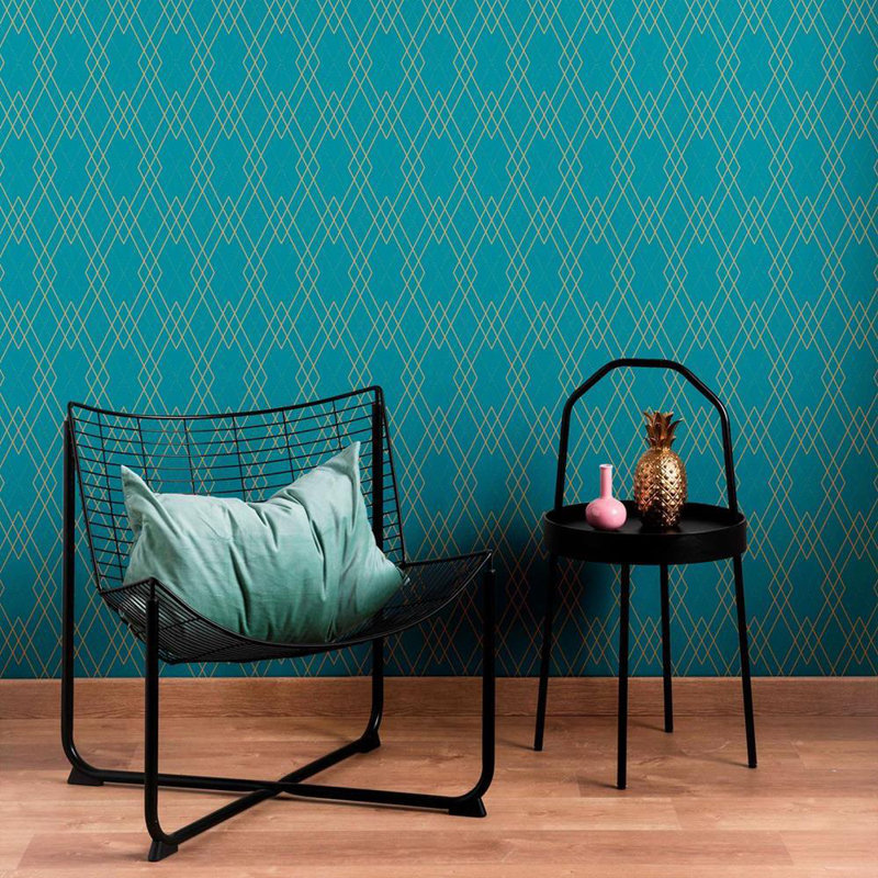 Carreau de papier peint adhésif Christyl Smooth, Bleu foncé, L 126 po x l 24 po