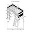 Lit mezzanine simple en métal à économie d'espace avec panneaux en filet, bureau intégré et trois tablettes ouvertes avec lit noir mat et 3 tablettes pour l'espace de travail