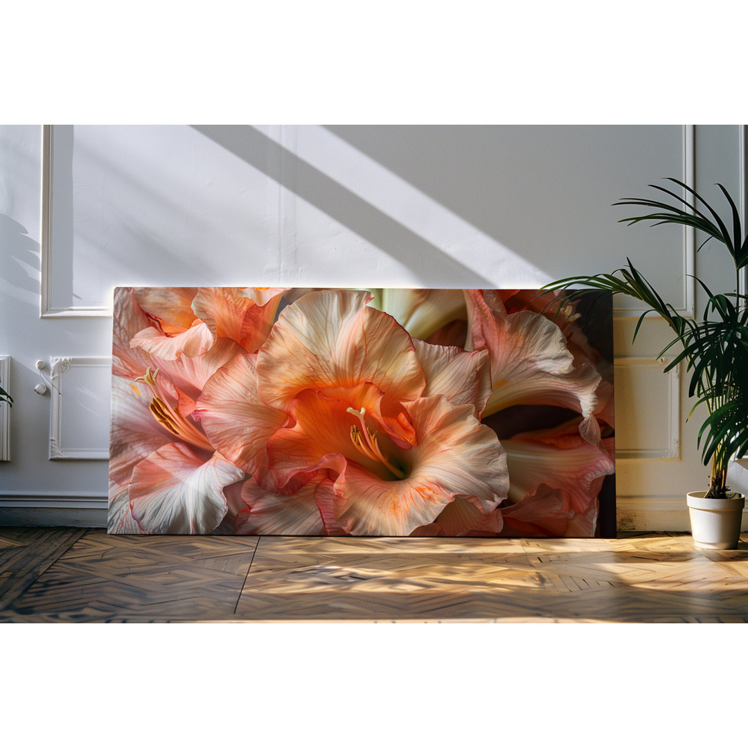 Wandbild 120x60cm Blumen Blüten Nahaufnahme Rot Kunstvoll