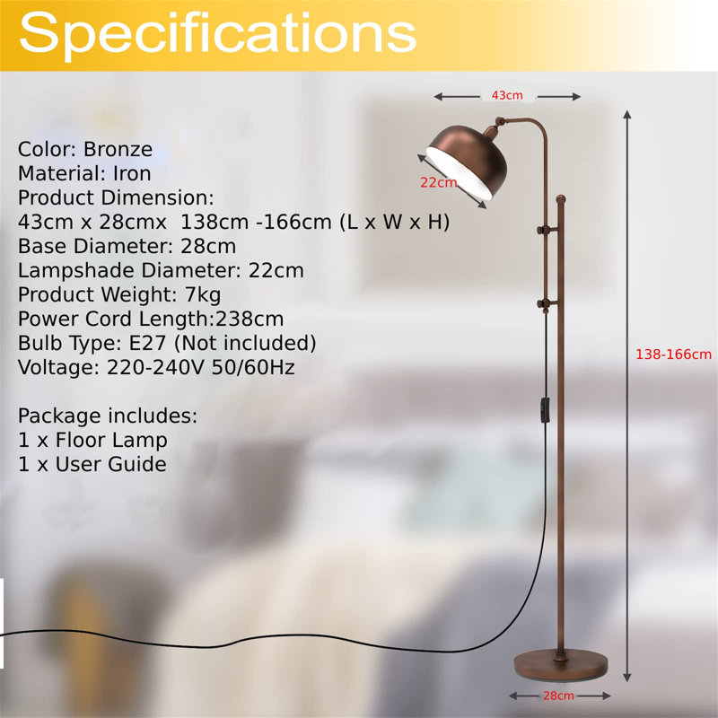 Brysin 166cm Arched Floor Lamp