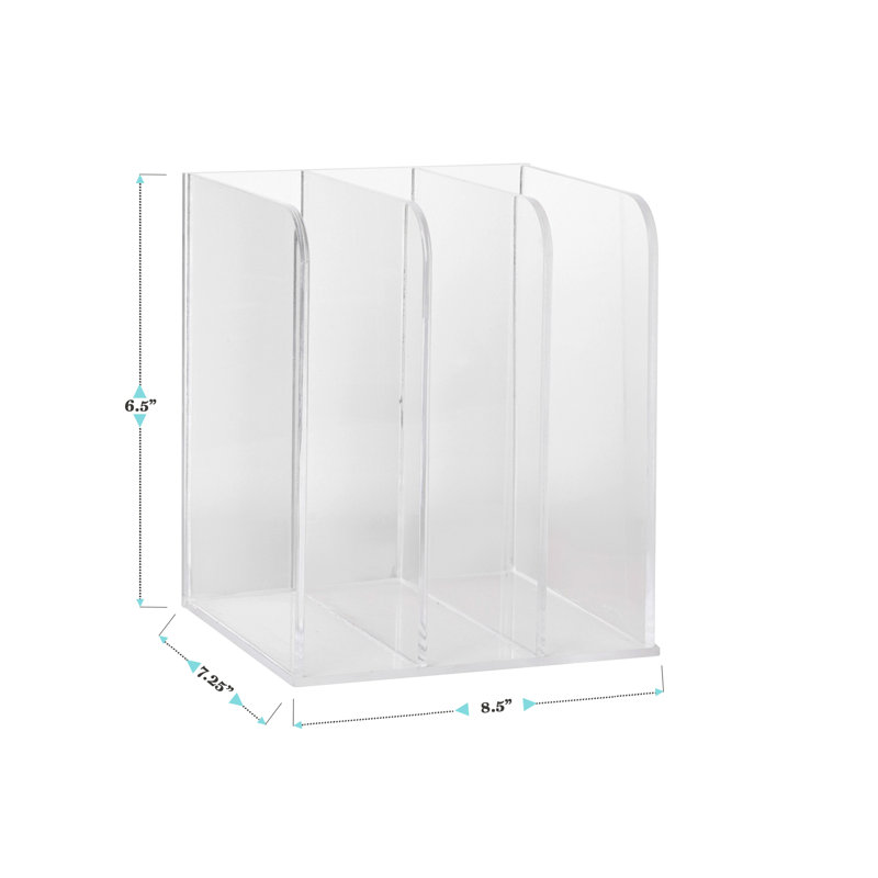 Clear Acrylic 3 Section File Holder with Anti-Slip Feet
