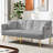 Grey Velvet Futon With Gold Metal Legs - 3 Adjustable Levels, Sumptuous Upholstery, Wood Base, , 2 Seater, Side Pockets And Cup Holders For Utility Bed Legs, Settings Your Comfort Convenience,-832817456