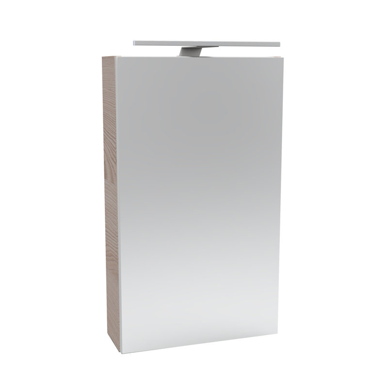 400mm W 680mm H Wall Cabinet Frameless Medicine Cabinet Mirror 2 Adjustable, Left stop, Light brown