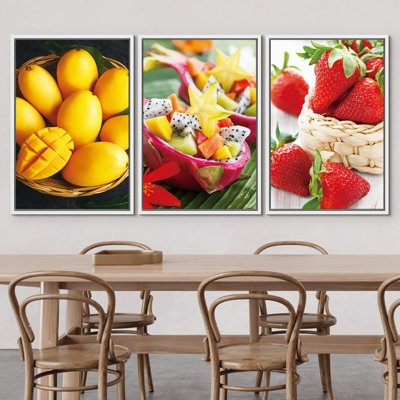 Mango, Dragon Fruit & Strawberry Display Food Fruit Photography Realism Chic Closeup Ultra