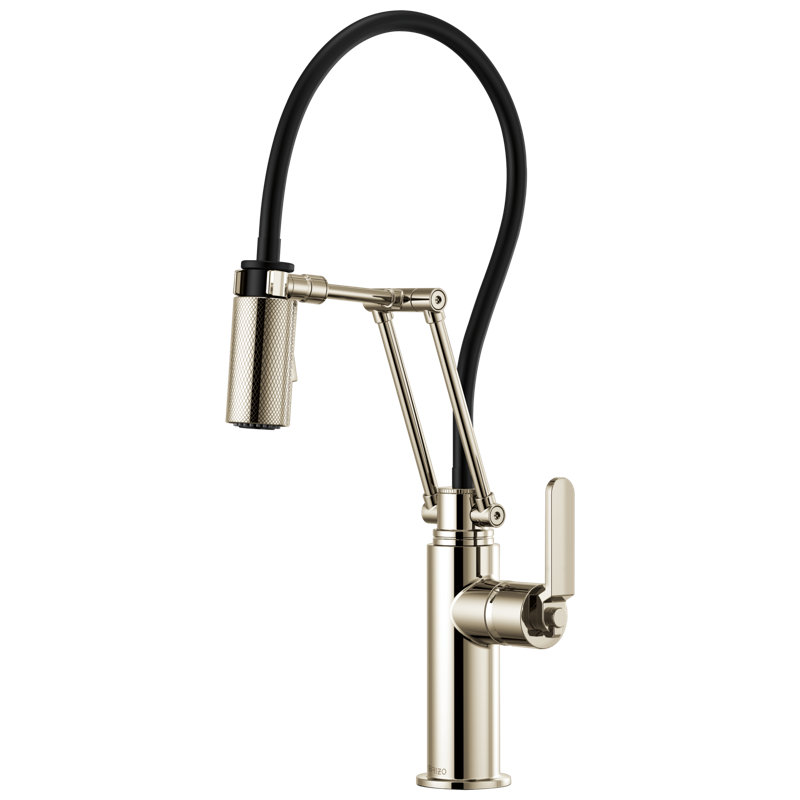Litze® Articulating Faucet with Industrial Handle, Polished Nickel
