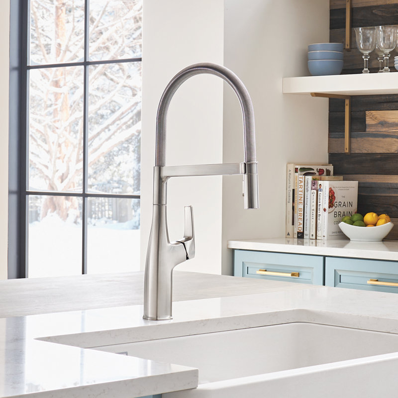 Rivana Semi-Pro Pull-Down Dual-Spray Kitchen Faucet - PVD Steel, Stainless