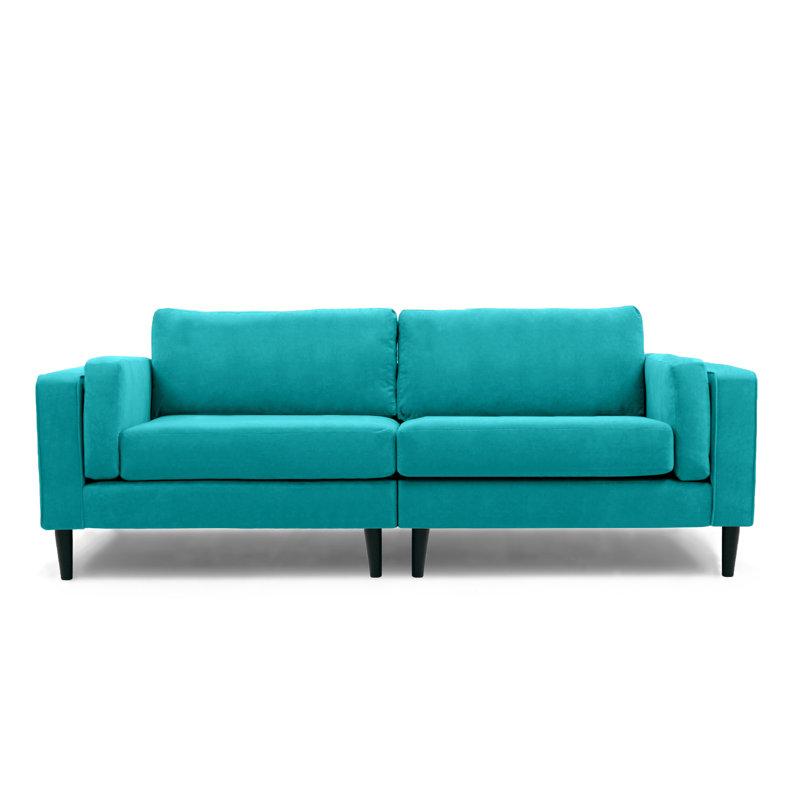 Deavian Velvet Sofa, Turquoise, Natural, 4
