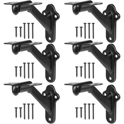 Handrail Bracket 3" Staircase Hand Rail Brackets For Stair Railing With Screws, Black ,6 Pack