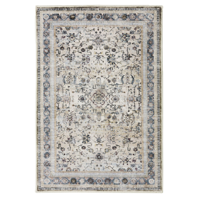 Kaysyn Oriental Performance Machine Washable Area Rug Beige/Ivory, Rectangle 4' x 6'