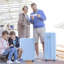 Valise rigide, valises légères et durables en ABS avec roues doubles, bagage à carreaux extensible de 28 pouces (bleu ciel)
