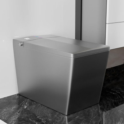 Yingze Square Smart Toilet with Built-In Tank & Power Pump, Auto Open/Close Lid, Auto Flush, Heated Bidet Seat, Warm Water & Dry, LED Night Light, Remote Control, 12" Rough-In, 16.75" Comfort Height, Matte Grey