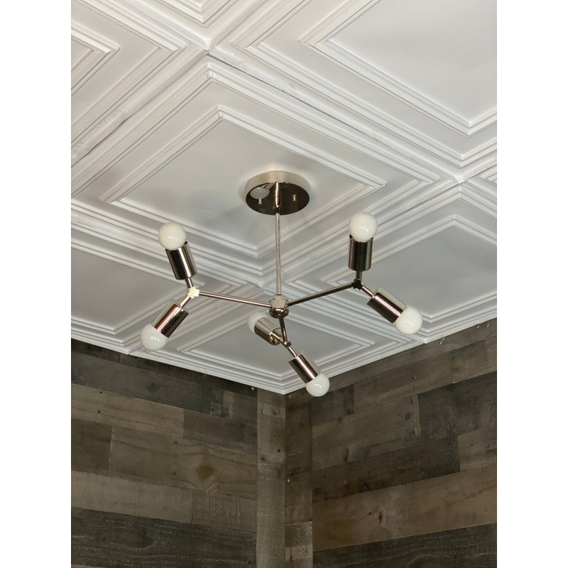 Lustre géométrique moderne Stess, Nickel poli