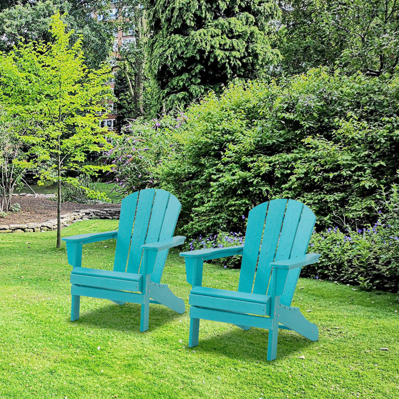 Chaneka Outdoor Adirondack Set, Blue