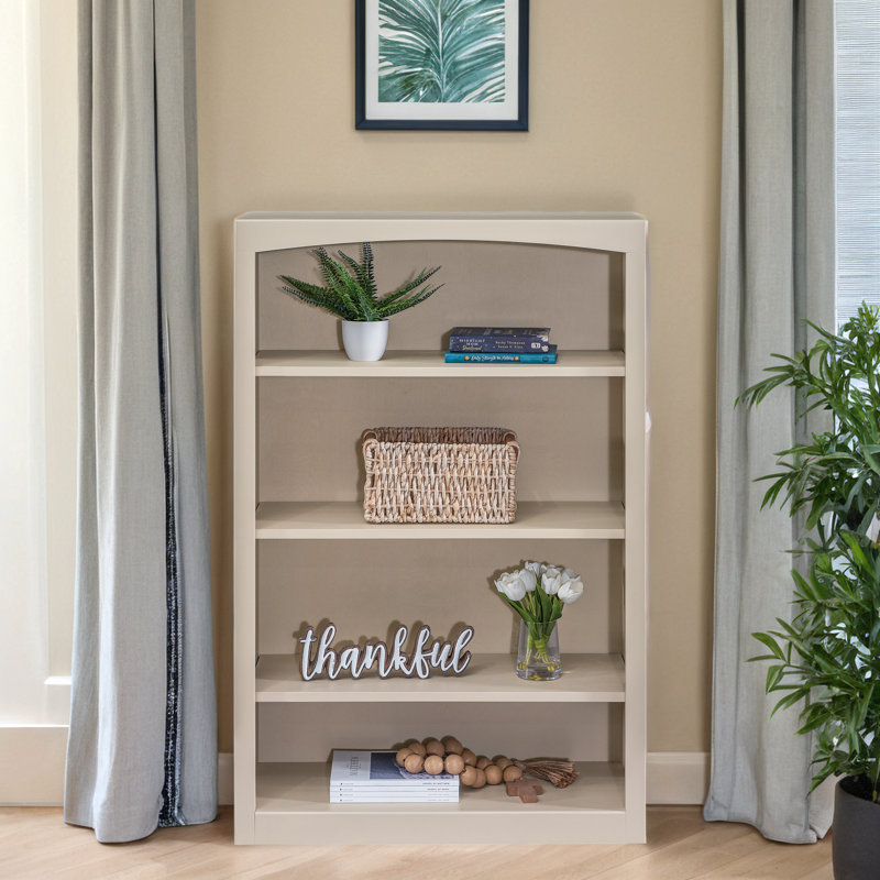 Ossy American Built Solid Wood Bookcase, Sand Dollar, (4 Shelves) 48"H x 30"W x 12"D