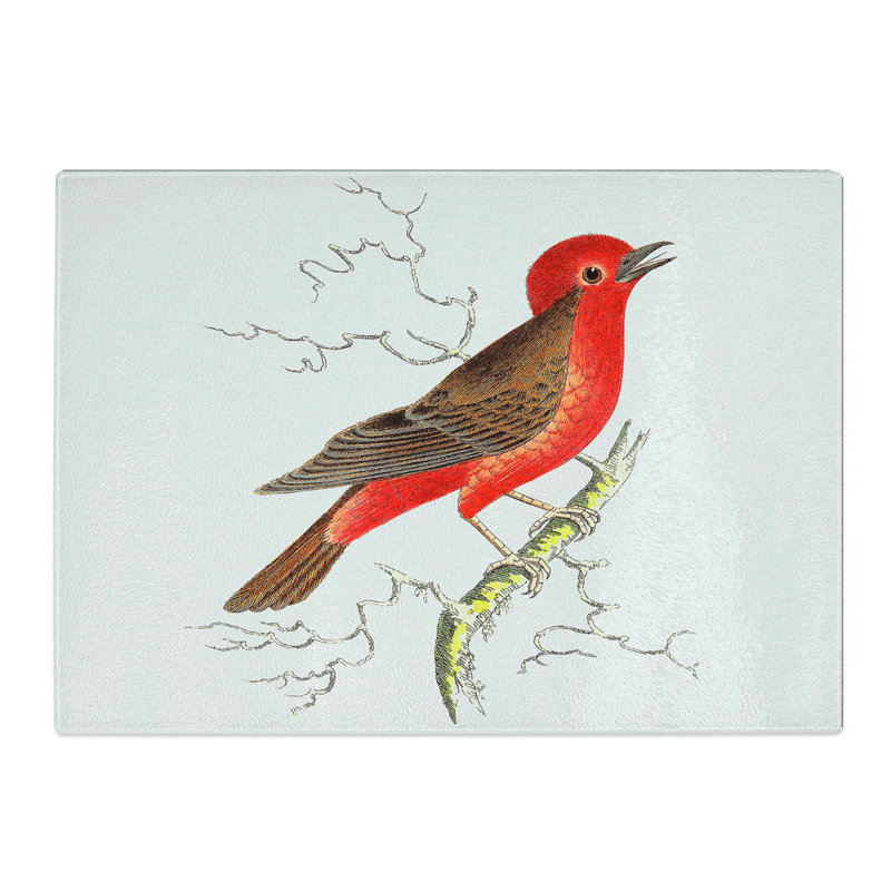 Tempered Glass Round-Crested Flycatcher Fish by George Shaw Chopping Board, 39 cm W x 28.5 cm L