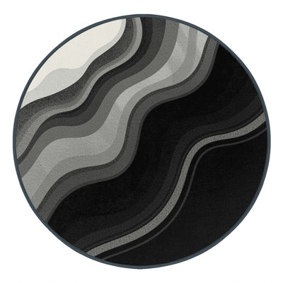 Machine Washable Peksenak Modern & Contemporary Ombre Rug in Gray – Black Binding