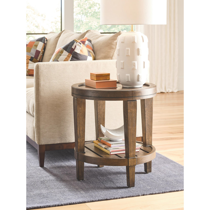 Round End Table-Ebony, Brown