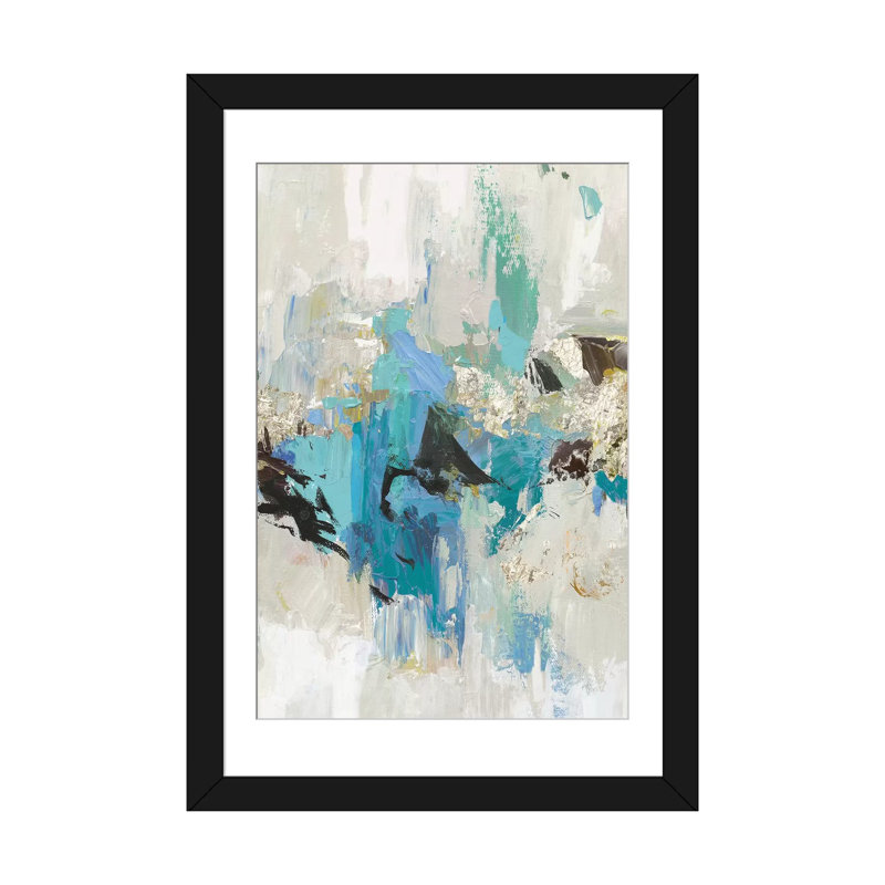 « blue silver i », impression sur toile, Papier d'art encadré noir, Blanc, H 32 po x l 24 po x P 1 po