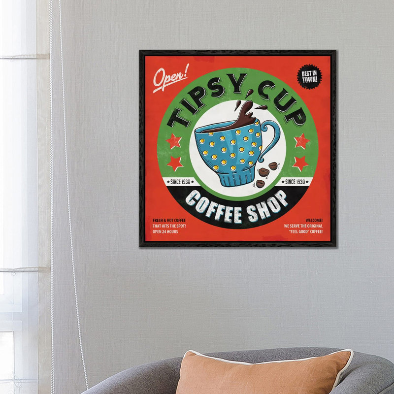 Tipsy Cup by Ester Kay - Print on Canvas, 66.04 cm H x 66.04 cm W, Black Framed
