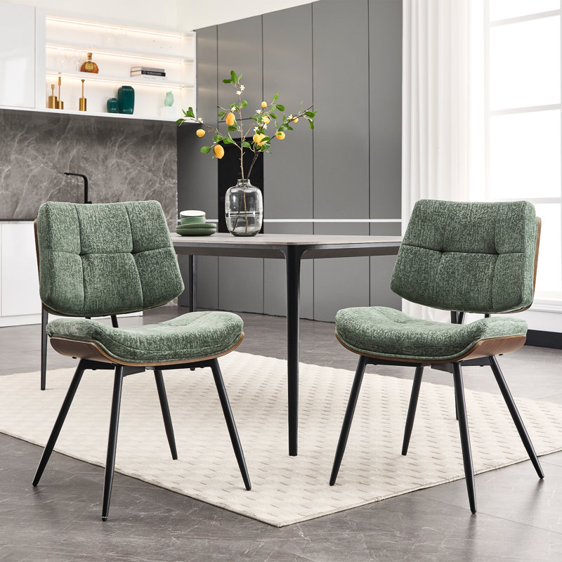 Fabric Upholstered Armless Chair, Green